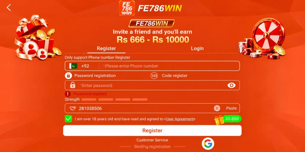 FE786WIN Game Register an Account